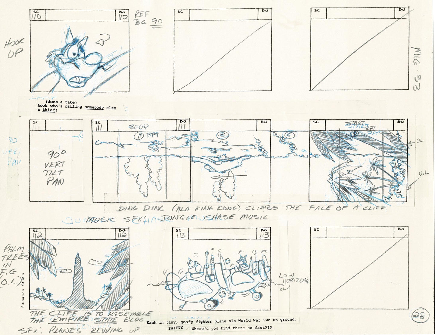 Mighty Mouse Storyboard Art Cartoon Page Vintage Filmation 1979 B-028