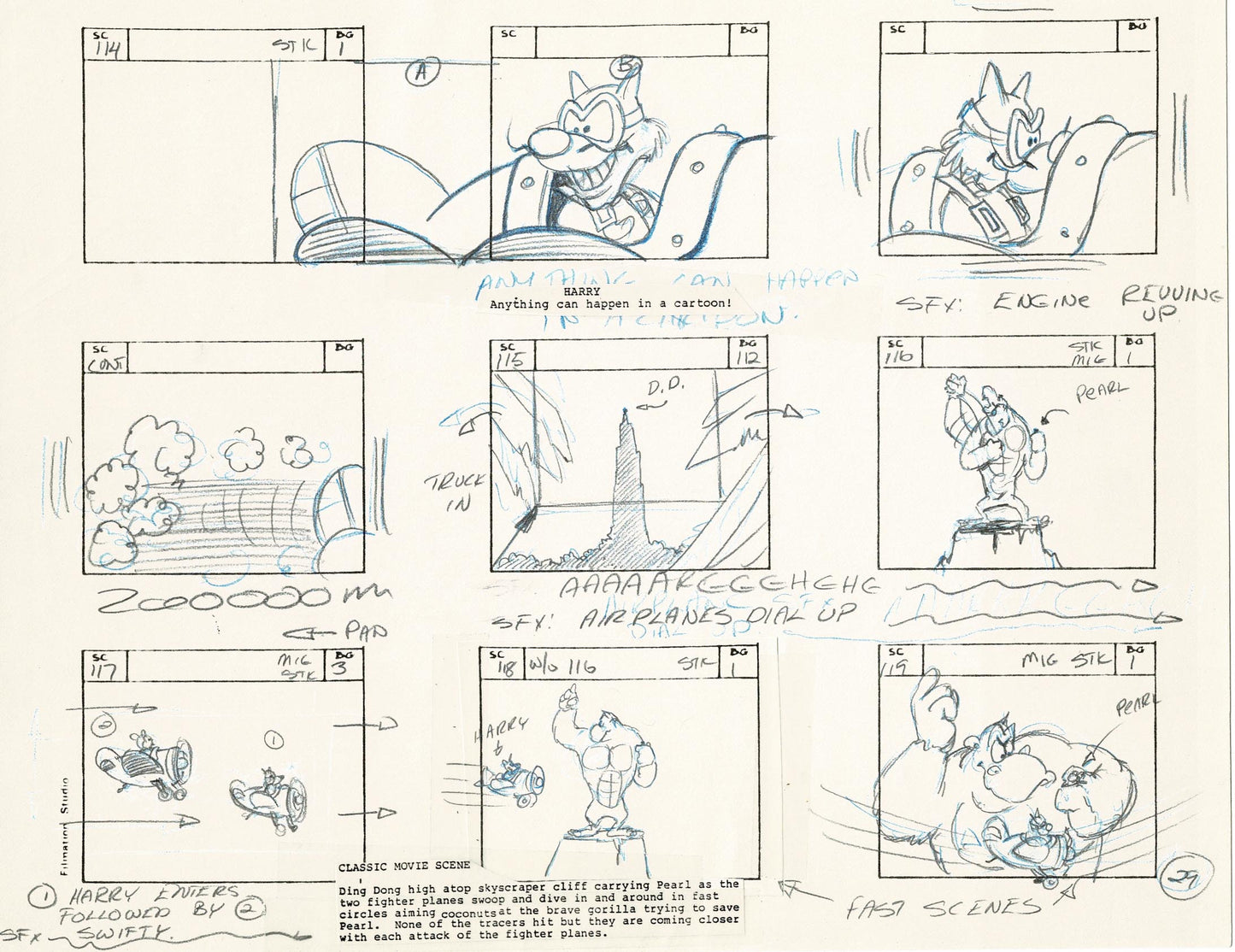 Mighty Mouse Storyboard Art Cartoon Page Vintage Filmation 1979 B-029