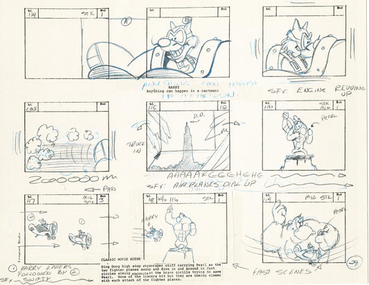 Mighty Mouse Storyboard Art Cartoon Page Vintage Filmation 1979 B-029