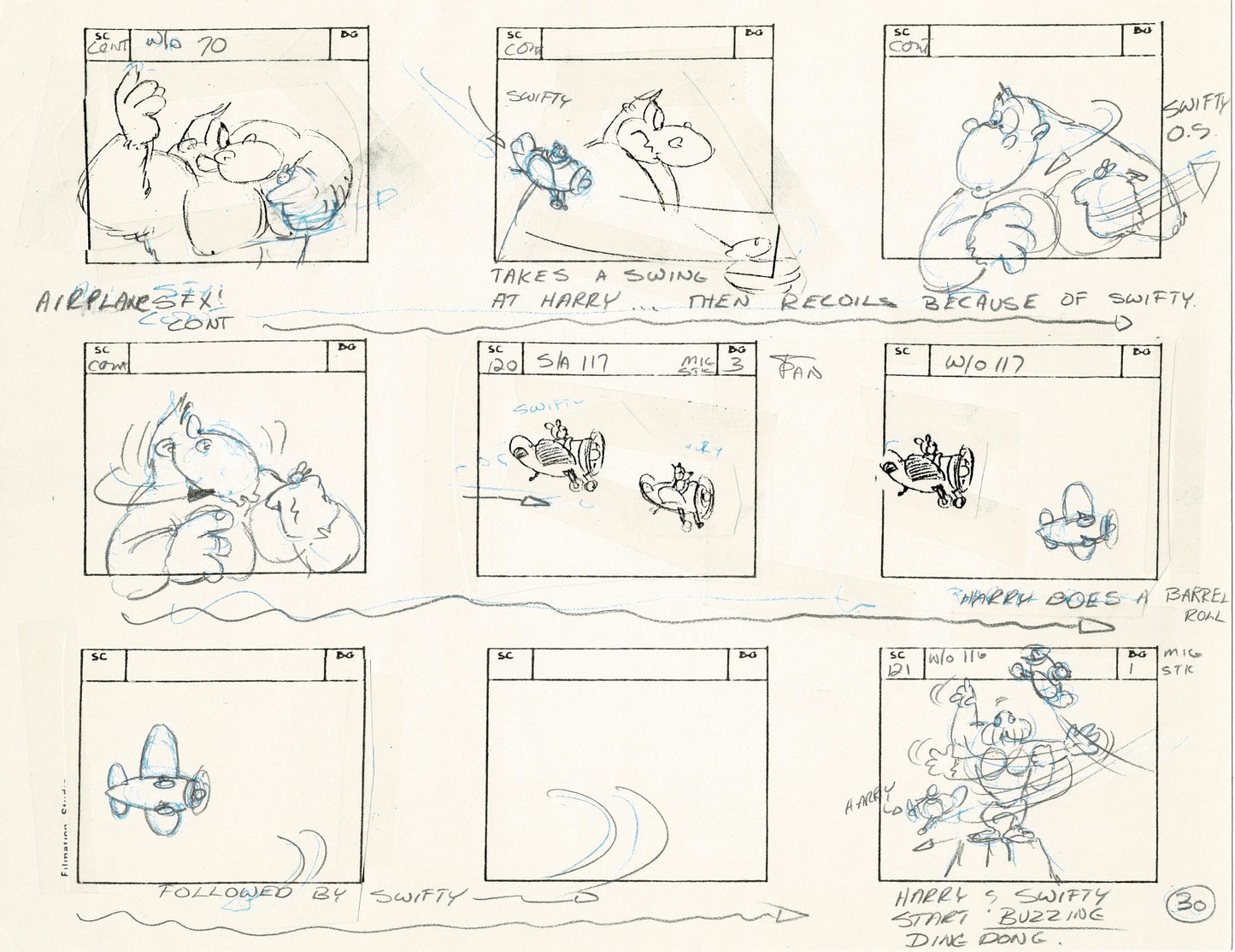 Mighty Mouse Storyboard Art Cartoon Page Vintage Filmation 1979 B-030