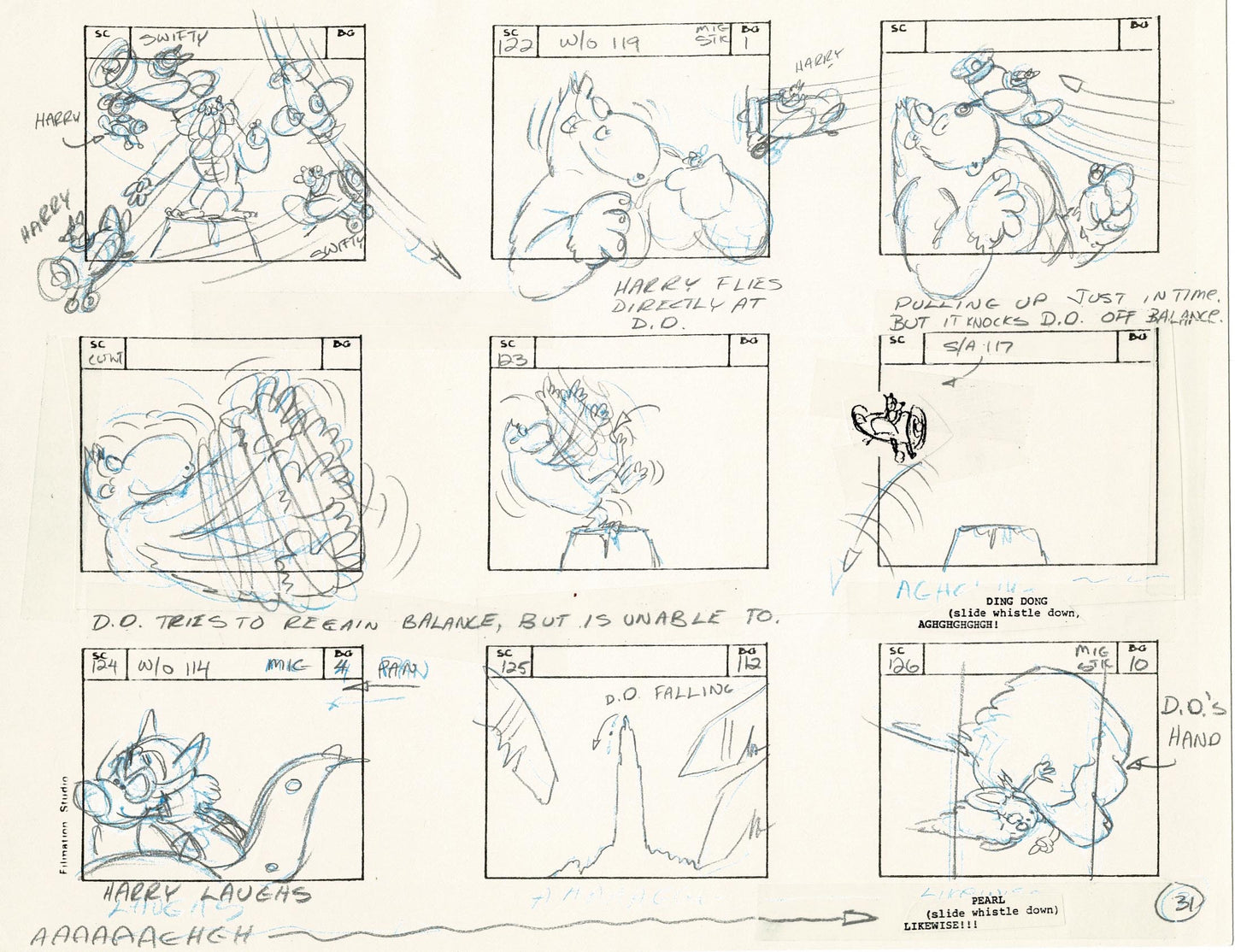 Mighty Mouse Storyboard Art Cartoon Page Vintage Filmation 1979 B-031