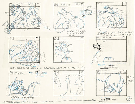 Mighty Mouse Storyboard Art Cartoon Page Vintage Filmation 1979 B-031