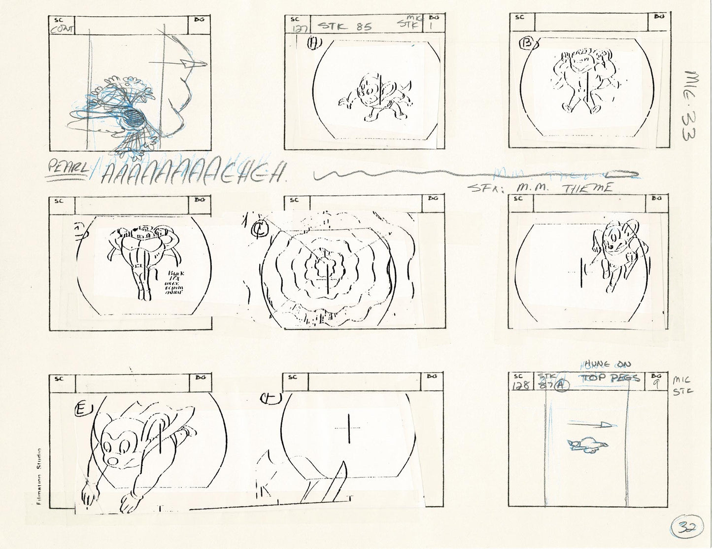 Mighty Mouse Storyboard Art Cartoon Page Vintage Filmation 1979 B-032