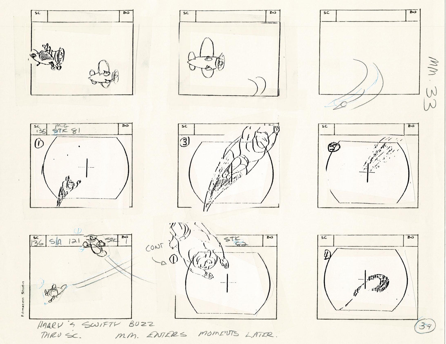 Mighty Mouse Storyboard Art Cartoon Page Vintage Filmation 1979 B-034