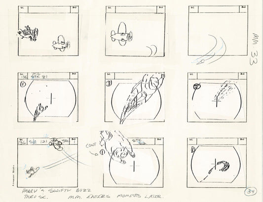 Mighty Mouse Storyboard Art Cartoon Page Vintage Filmation 1979 B-034