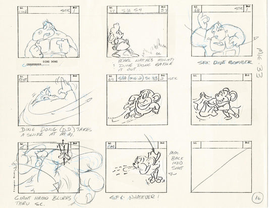 Mighty Mouse Storyboard Art Cartoon Page Vintage Filmation 1979 B-035