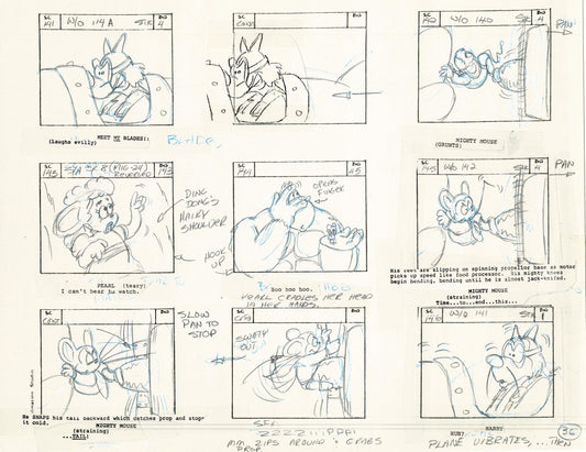 Mighty Mouse Storyboard Art Cartoon Page Vintage Filmation 1979 B-037