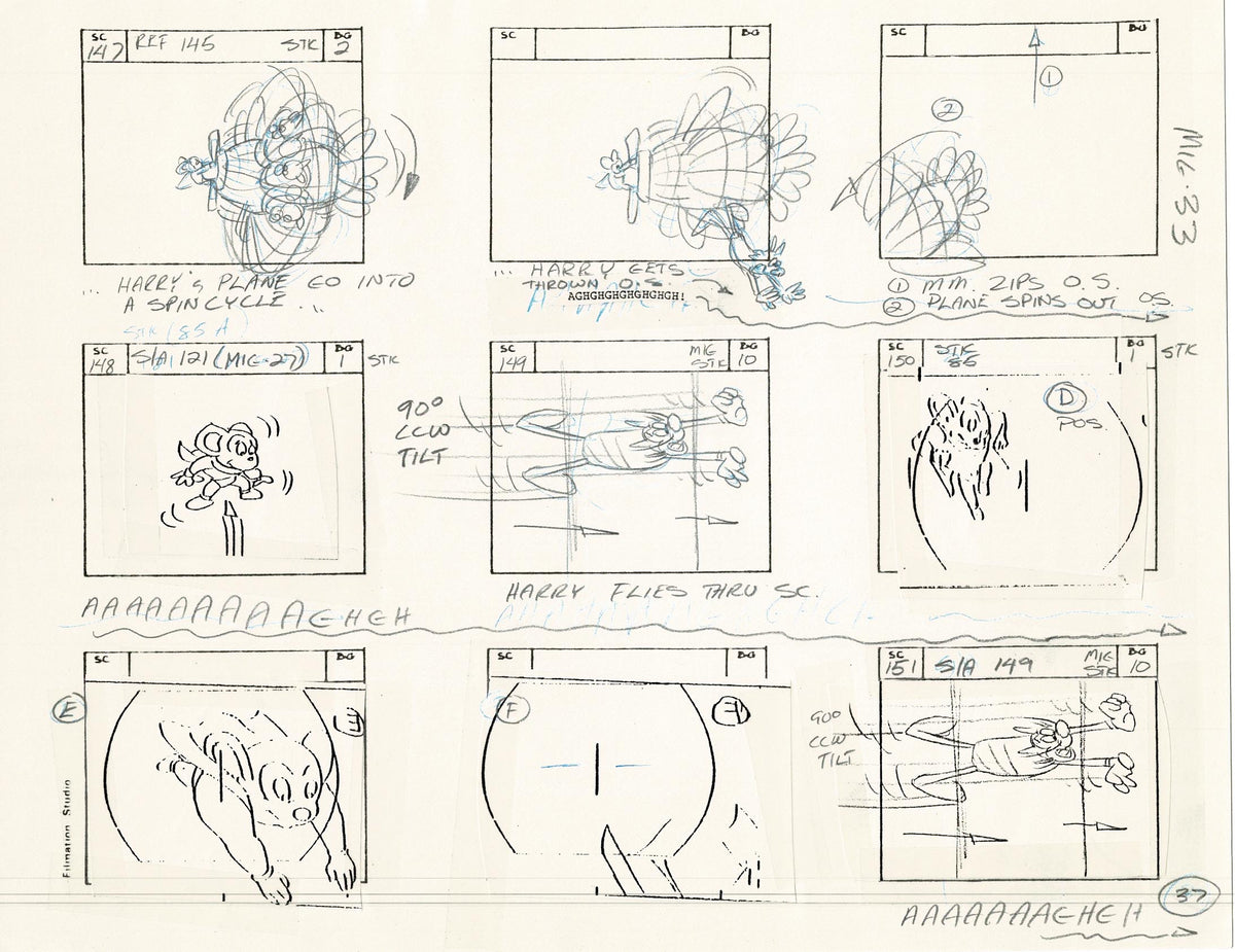 Computer Mouse Storyboard Mighty Mouse Storyboard Art Cartoon Page Vintage Filmation 1979 B-038 ...