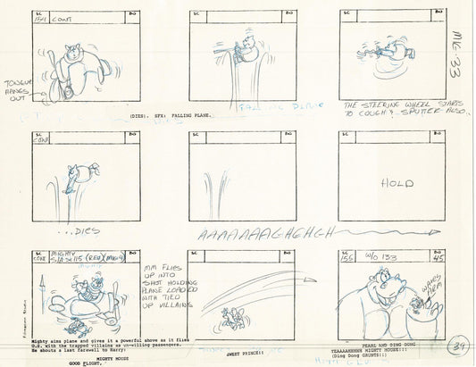 Mighty Mouse Storyboard Art Cartoon Page Vintage Filmation 1979 B-040