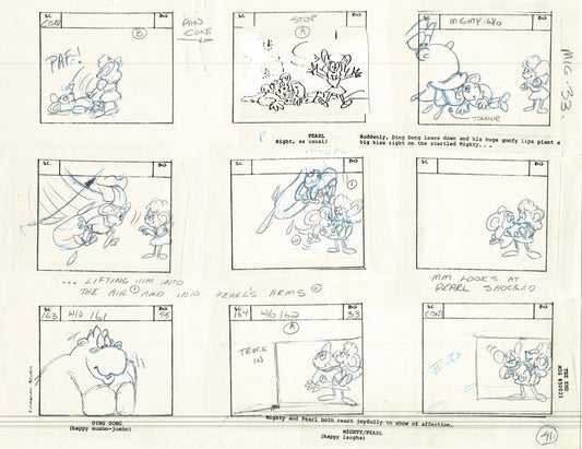 Mighty Mouse Storyboard Art Cartoon Page Vintage Filmation 1979 B-042