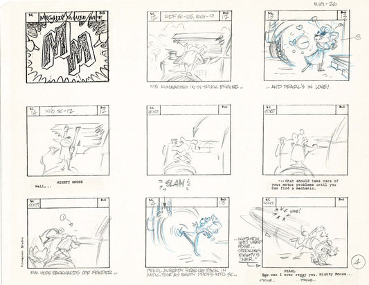 Mighty Mouse Hand-Drawn Animation Production Storyboard 1979 Ep 7 A-004
