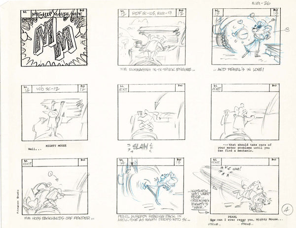 Mighty Mouse Hand-Drawn Animation Production Storyboard 1979 Ep 7 A-00 ...