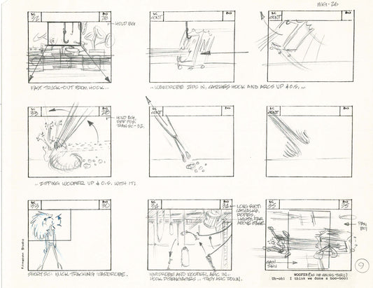 Mighty Mouse Hand-Drawn Animation Production Storyboard 1979 Ep 7 A-009
