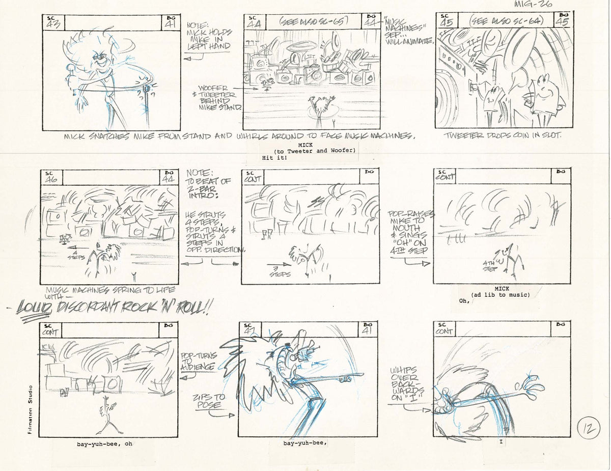 Computer Mouse Storyboard Mighty Mouse Hand-Drawn Animation Production Storyboard 1979 Ep 7 A-01 ...
