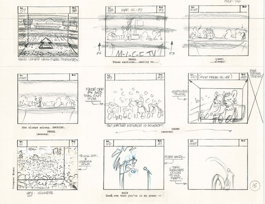 Mighty Mouse Hand-Drawn Animation Production Storyboard 1979 Ep 7 A-015