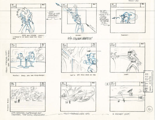 Mighty Mouse Hand-Drawn Animation Production Storyboard 1979 Ep 7 A-016
