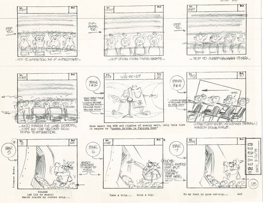 Mighty Mouse Hand-Drawn Animation Production Storyboard 1979 Ep 7 A-018