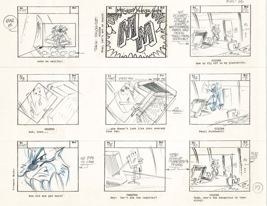 Mighty Mouse Hand-Drawn Animation Production Storyboard 1979 Ep 7 A-019