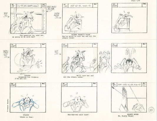 Mighty Mouse Hand-Drawn Animation Production Storyboard 1979 Ep 7 A-020