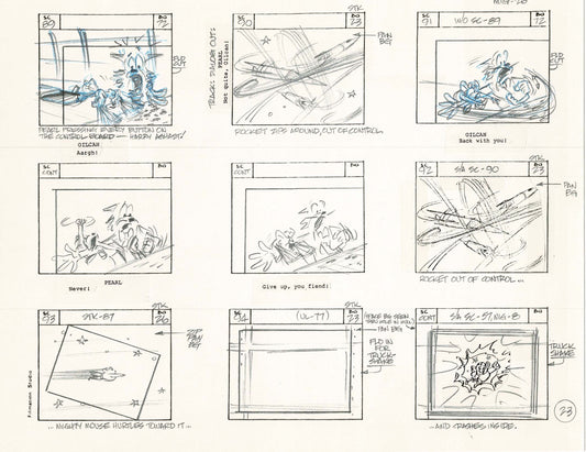 Mighty Mouse Hand-Drawn Animation Production Storyboard 1979 Ep 7 A-023