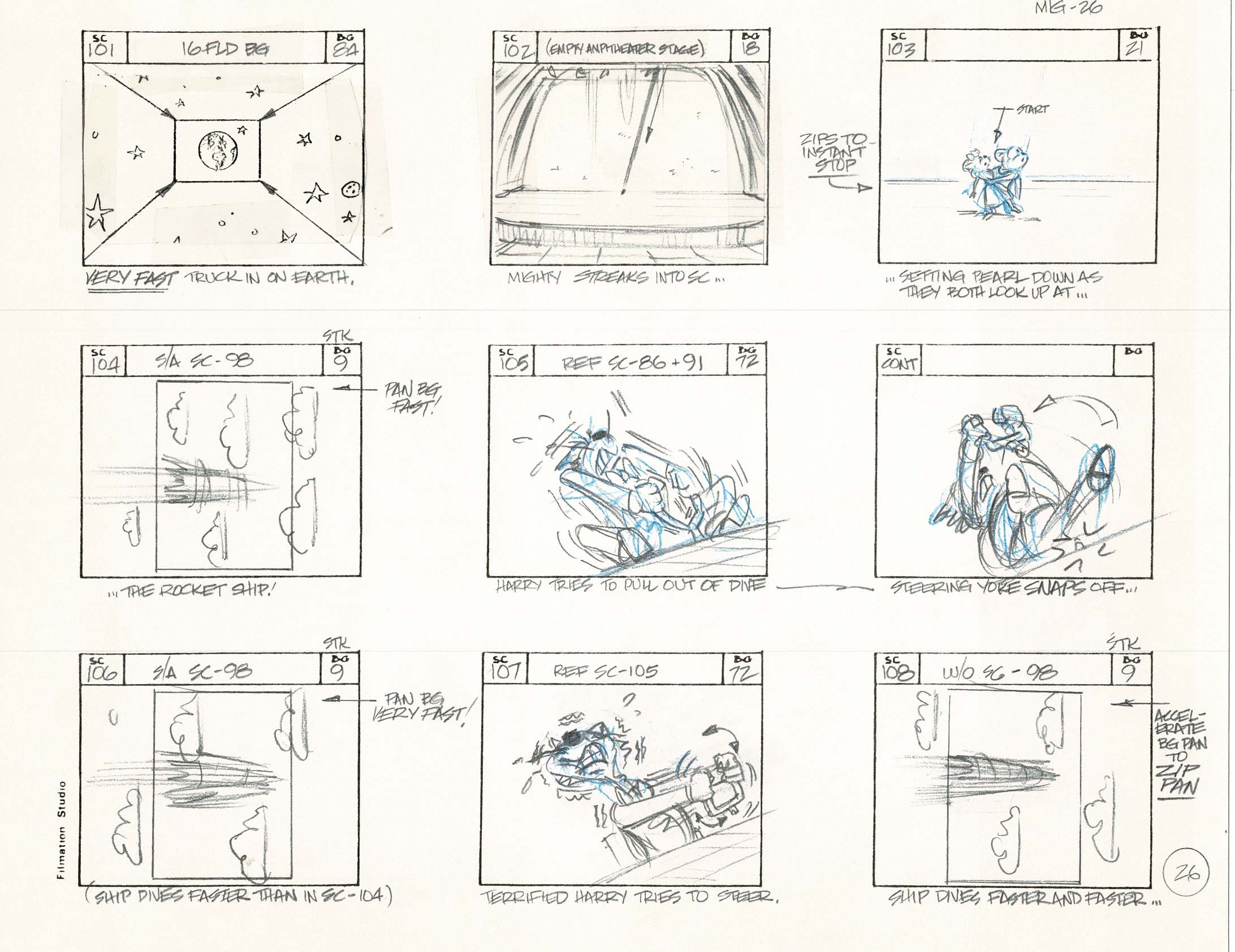 Computer Mouse Storyboard Mighty Mouse Hand-Drawn Animation Production Storyboard 1979 Ep 7 A-02 ...