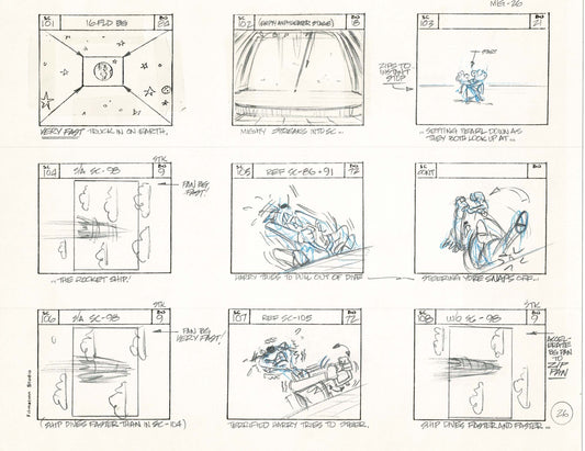 Mighty Mouse Hand-Drawn Animation Production Storyboard 1979 Ep 7 A-025