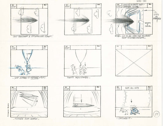 Mighty Mouse Hand-Drawn Animation Production Storyboard 1979 Ep 7 A-026