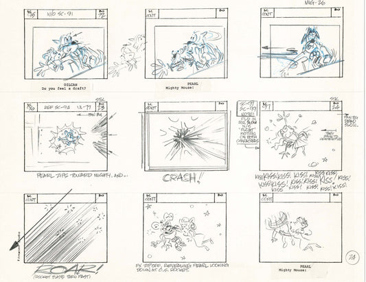 Mighty Mouse Hand-Drawn Animation Production Storyboard 1979 Ep 7 A-027