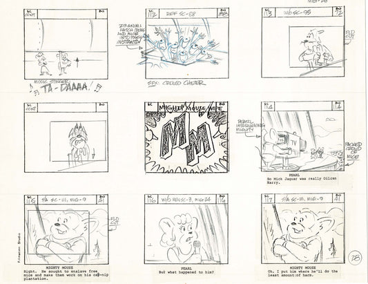 Mighty Mouse Hand-Drawn Animation Production Storyboard 1979 Ep 7 A-028