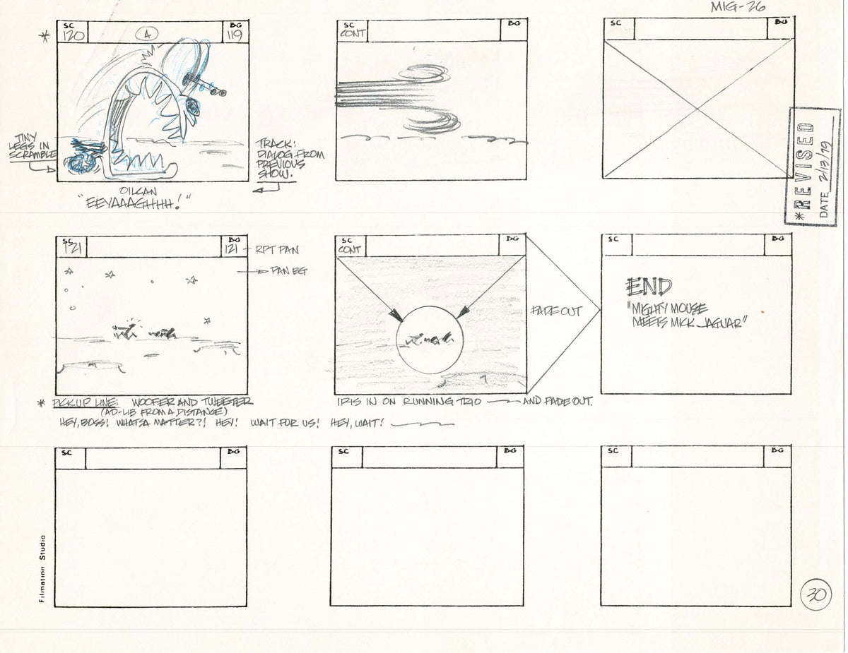 Computer Mouse Storyboard Mighty Mouse Hand-Drawn Animation Production Storyboard 1979 Ep 7 A-03 ...