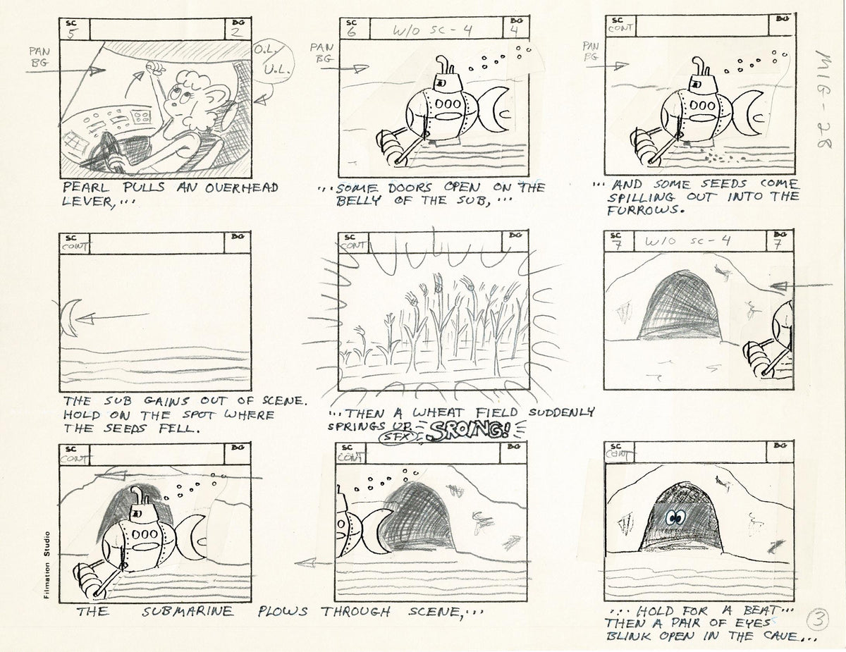 Computer Mouse Storyboard Mighty Mouse Storyboard Art Cartoon Page Vintage Filmation 1979 C-003 ...