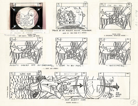 Mighty Mouse Storyboard Art Cartoon Page Vintage Filmation 1979 C-005