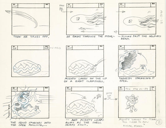 Mighty Mouse Storyboard Art Cartoon Page Vintage Filmation 1979 C-008