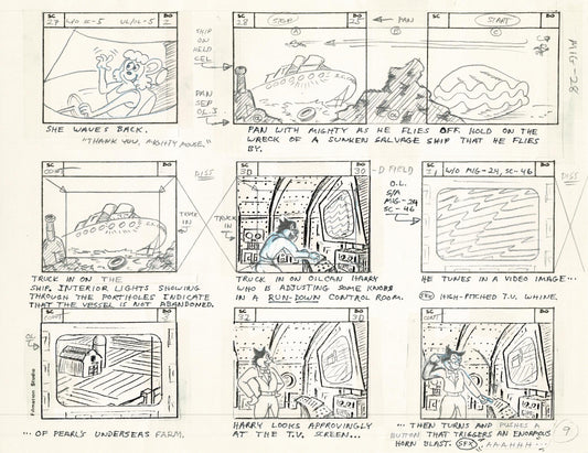 Mighty Mouse Storyboard Art Cartoon Page Vintage Filmation 1979 C-009