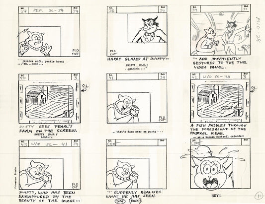 Mighty Mouse Storyboard Art Cartoon Page Vintage Filmation 1979 C-011