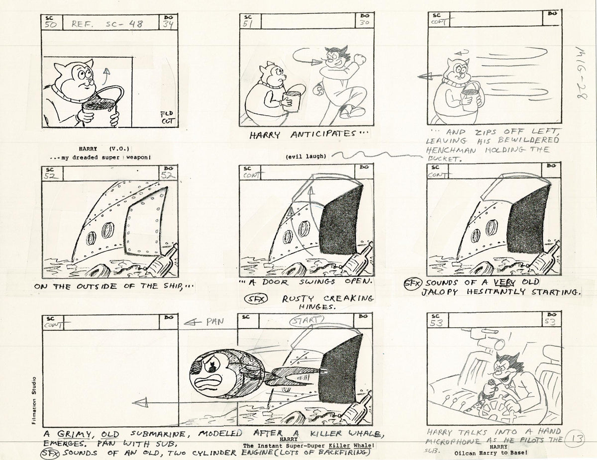 Computer Mouse Storyboard Mighty Mouse Storyboard Art Cartoon Page Vintage Filmation 1979 C-013 ...