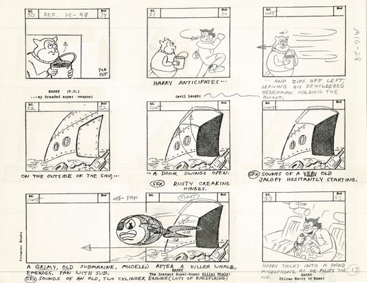 Mighty Mouse Storyboard Art Cartoon Page Vintage Filmation 1979 C-013