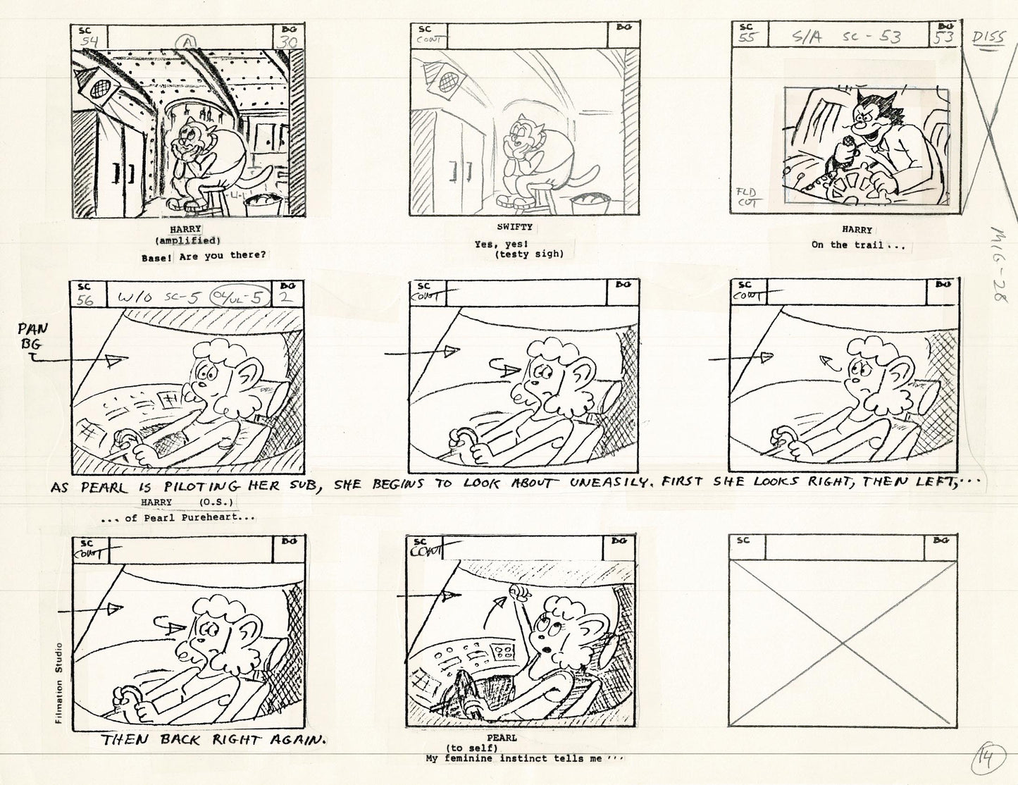 Mighty Mouse Storyboard Art Cartoon Page Vintage Filmation 1979 C-014