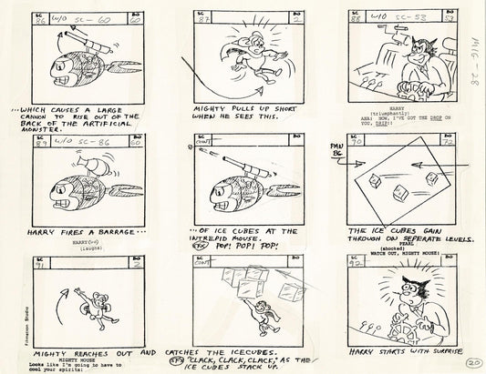 Mighty Mouse Storyboard Art Cartoon Page Vintage Filmation 1979 C-020