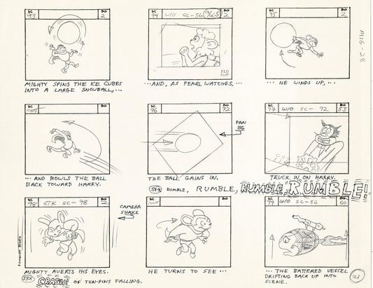 Mighty Mouse Storyboard Art Cartoon Page Vintage Filmation 1979 C-021