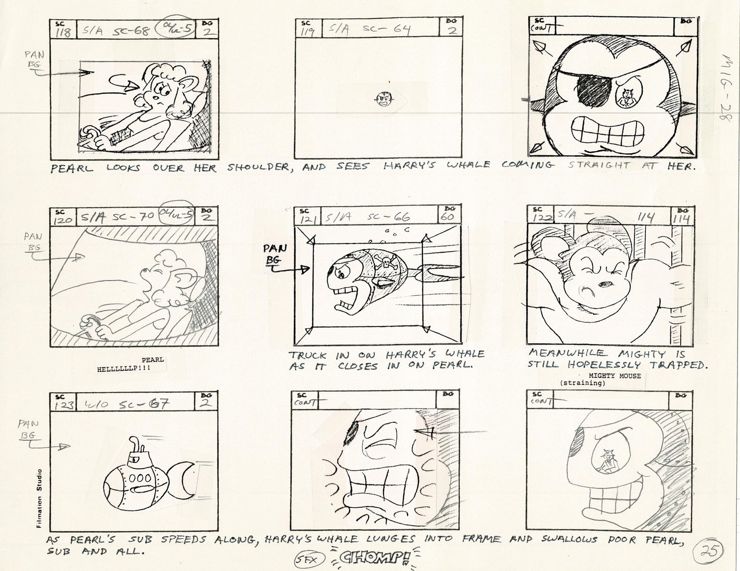 Mighty Mouse Storyboard Art Cartoon Page Vintage Filmation 1979 C-025