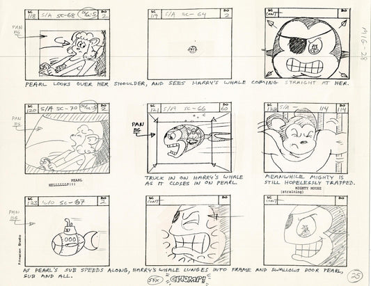 Mighty Mouse Storyboard Art Cartoon Page Vintage Filmation 1979 C-025