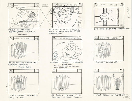 Mighty Mouse Storyboard Art Cartoon Page Vintage Filmation 1979 C-026