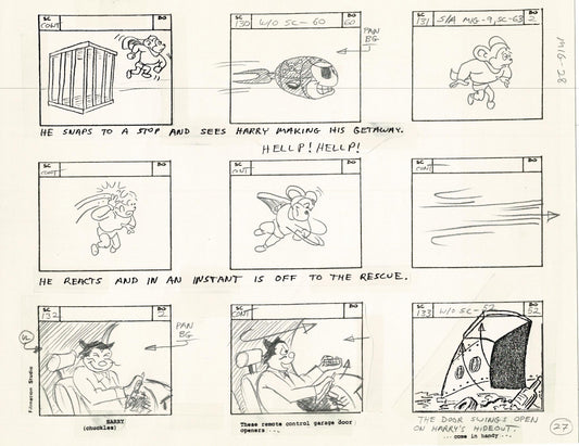 Mighty Mouse Storyboard Art Cartoon Page Vintage Filmation 1979 C-027