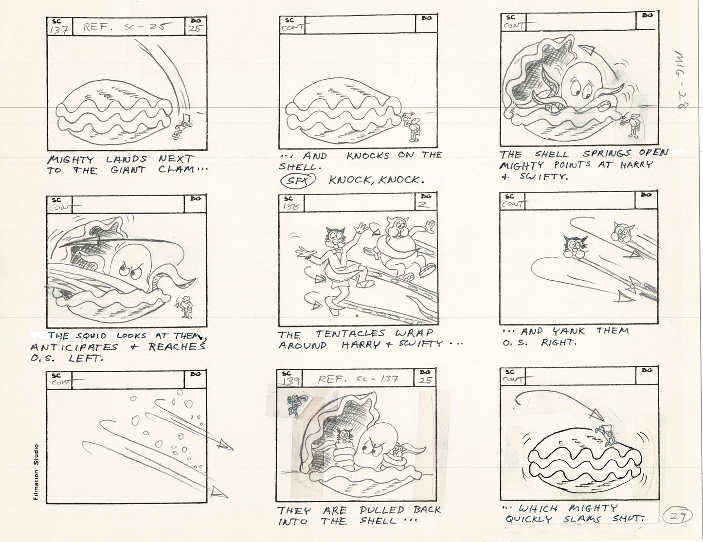 Mighty Mouse Storyboard Art Cartoon Page Vintage Filmation 1979 C-029