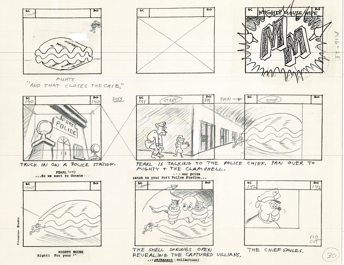 Mighty Mouse Storyboard Art Cartoon Page Vintage Filmation 1979 C-030