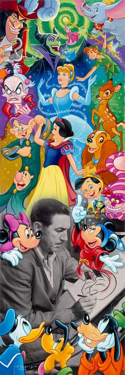 Mickey Mouse Snow White & More Walt Disney Fine Art Tim Rogerson Signed Limited Edition of 195 Print on Canvas "Where the Magic Began"