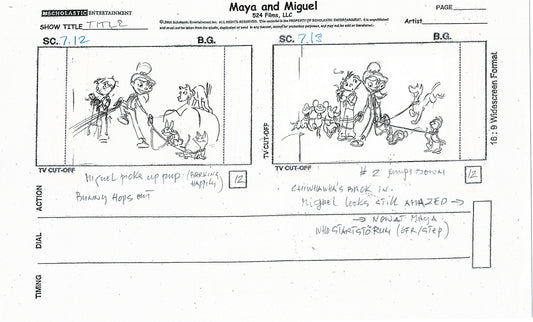 Maya and Miguel Opening TWO Production Animation Storyboard Copies PBS C-1-2