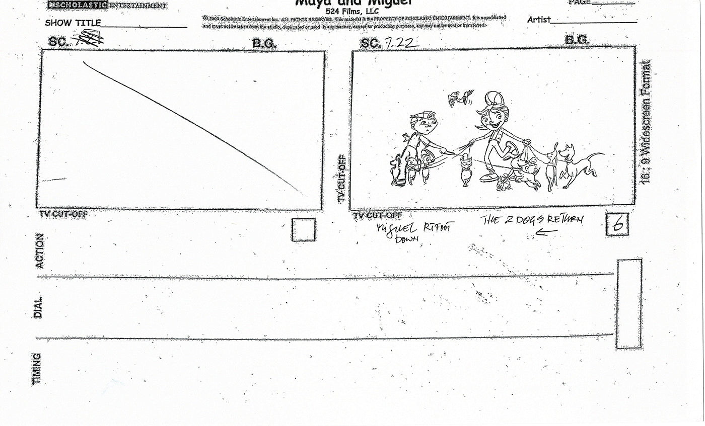 Maya and Miguel Opening TWO Production Animation Storyboard Copies PBS C-7-8