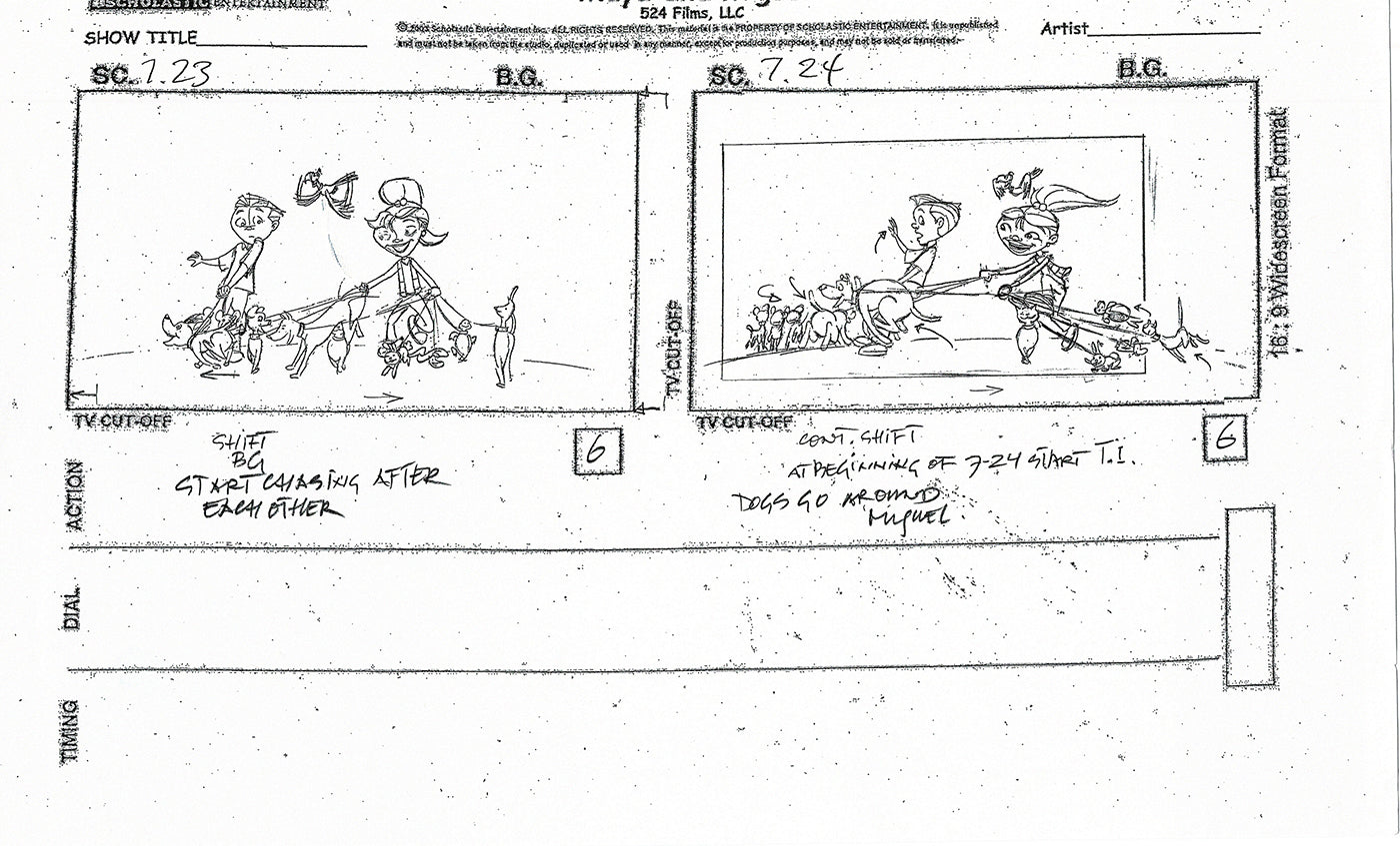 Maya and Miguel Opening TWO Production Animation Storyboard Copies PBS C-7-8